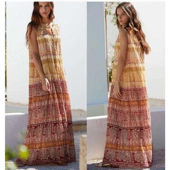 MES DEMOISELLES Sz 44 12 L Banjara Crinkled Maxi Sleeveless Dress - Picture 1 of 15